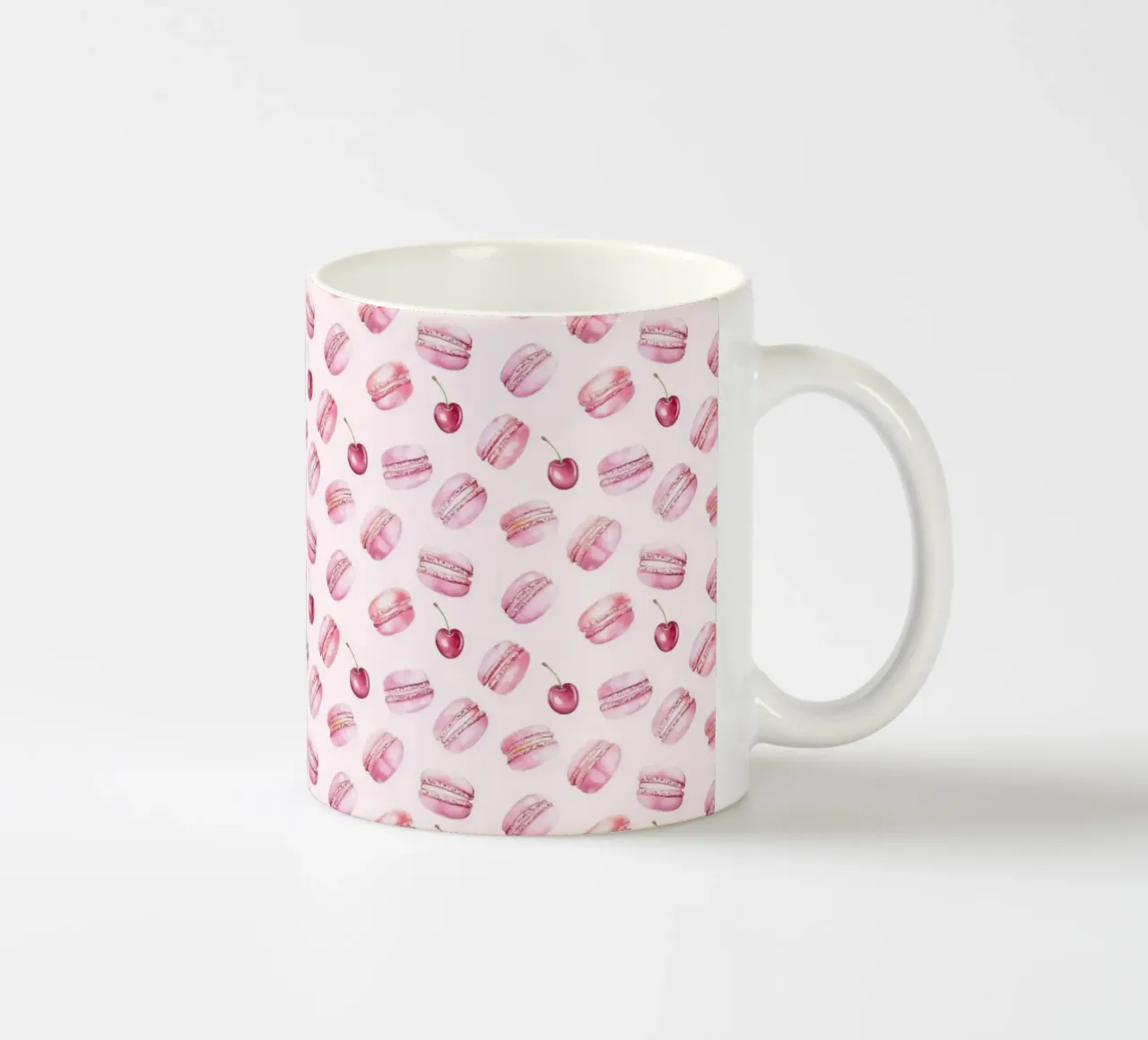 Torta di macaron rosa ciliegia Cibo Preppy Dessert Valentines tazza in ceramica da Gentle Echoes Art