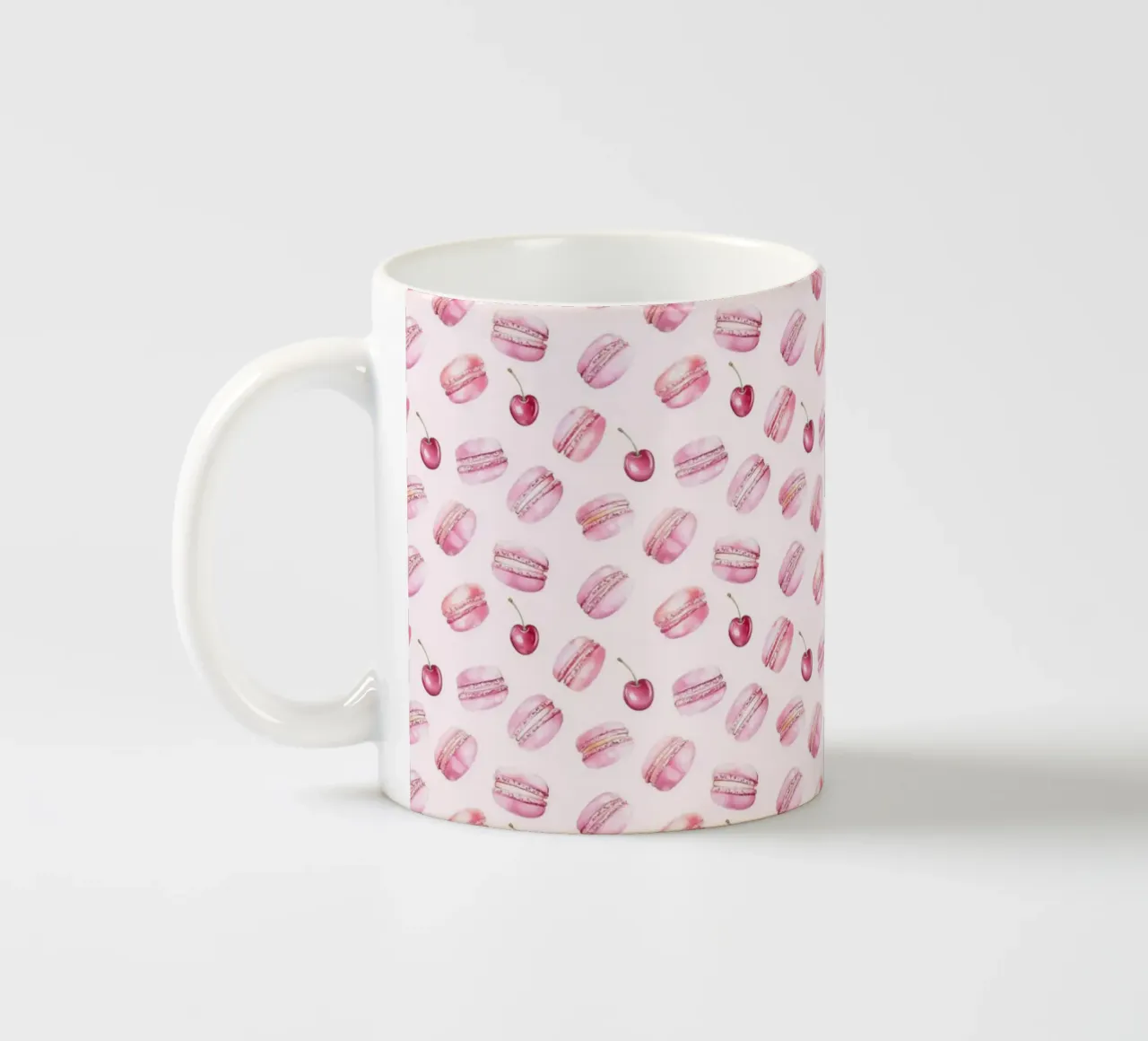 Torta di macaron rosa ciliegia Cibo Preppy Dessert Valentines tazza in ceramica da Gentle Echoes Art