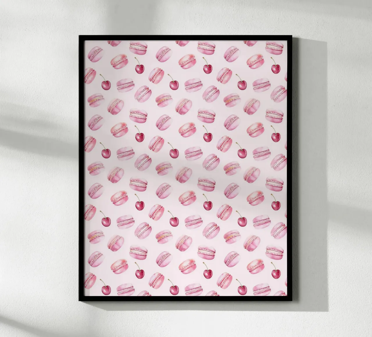 Torta di macaron rosa ciliegia Cibo Preppy Dessert Valentines carta hahnemühle da Gentle Echoes Art