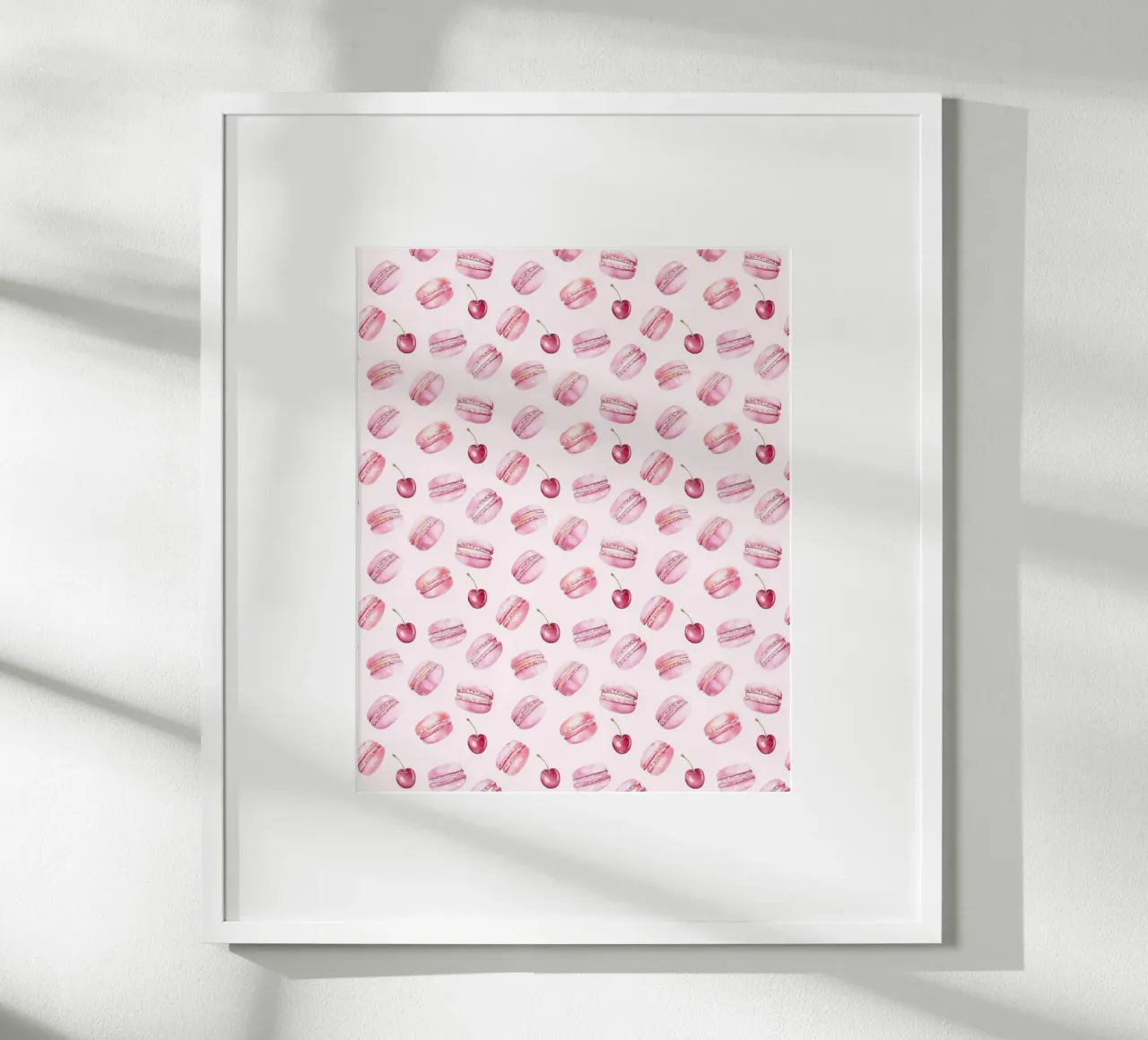 Torta di macaron rosa ciliegia Cibo Preppy Dessert Valentines carta hahnemühle da Gentle Echoes Art