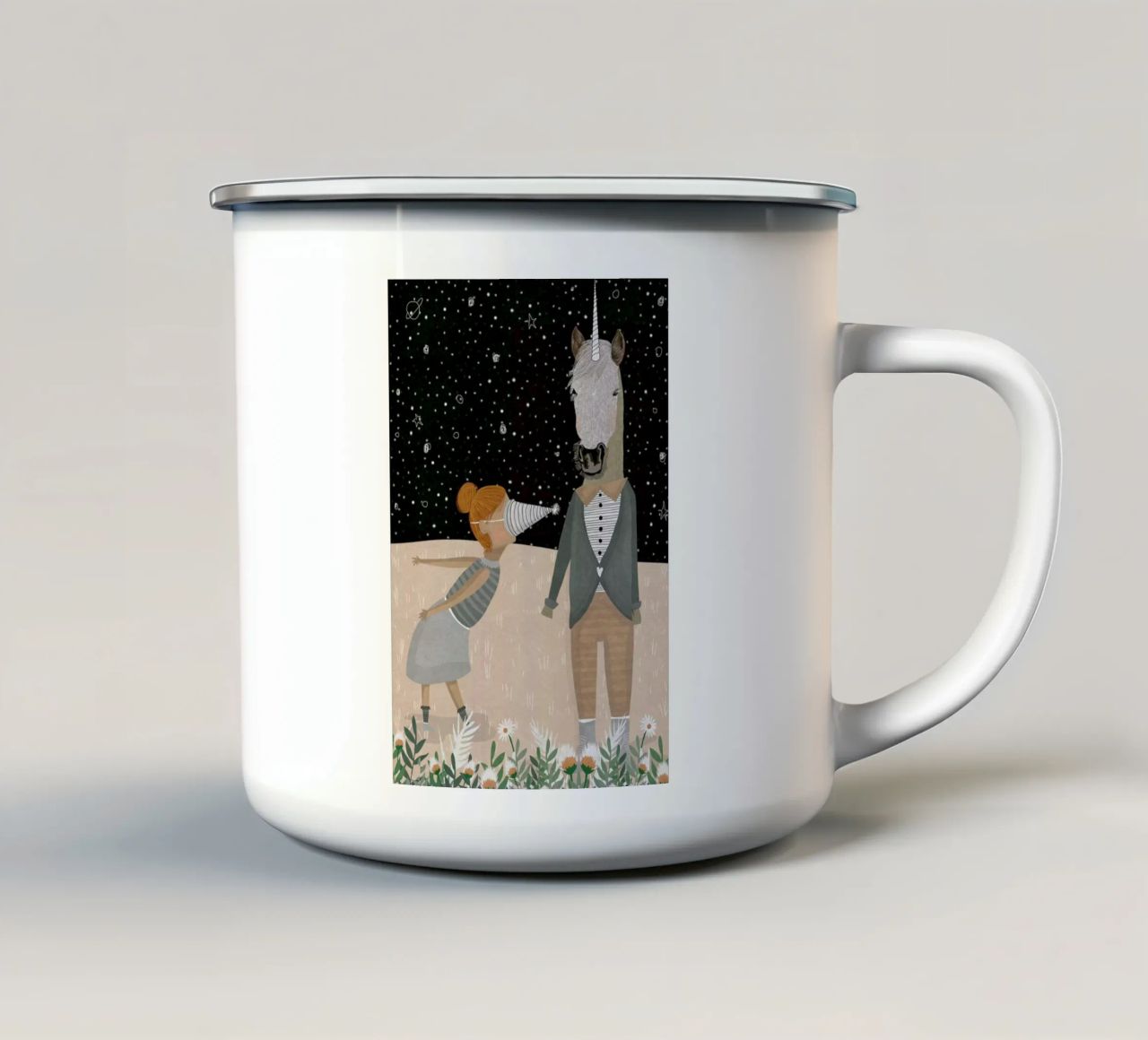 Unicorn Party tazza in smalto da Amalia Restrepo