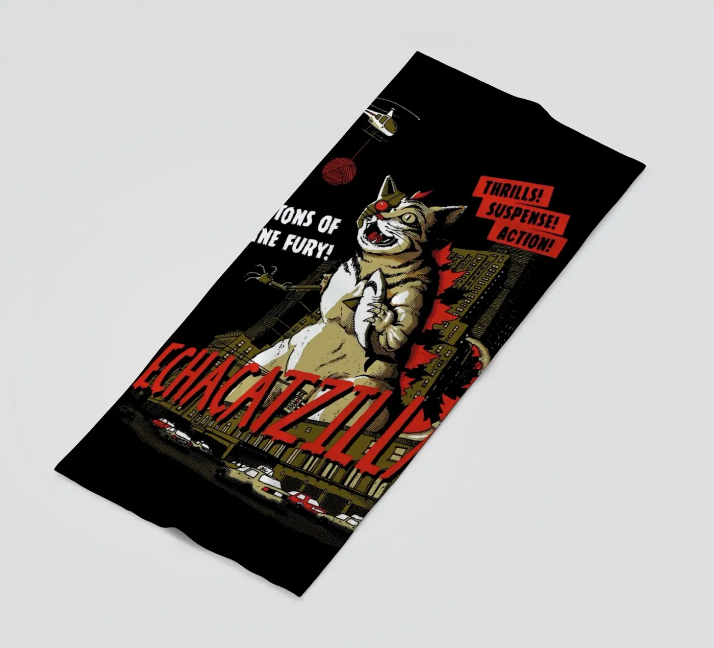 Mecha Catzilla beach towel by DinoMike
