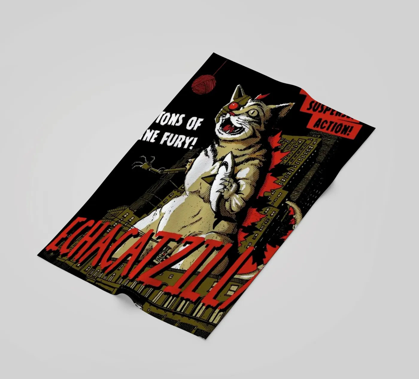Mecha Catzilla beach towel by DinoMike
