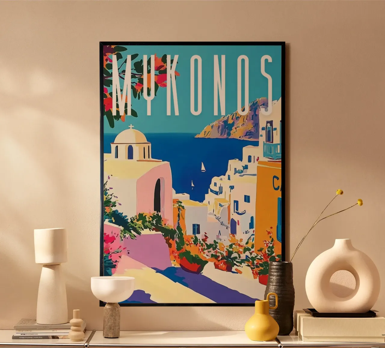 Mykonos poster con telaio in legno da NORDLICHT DESIGNS