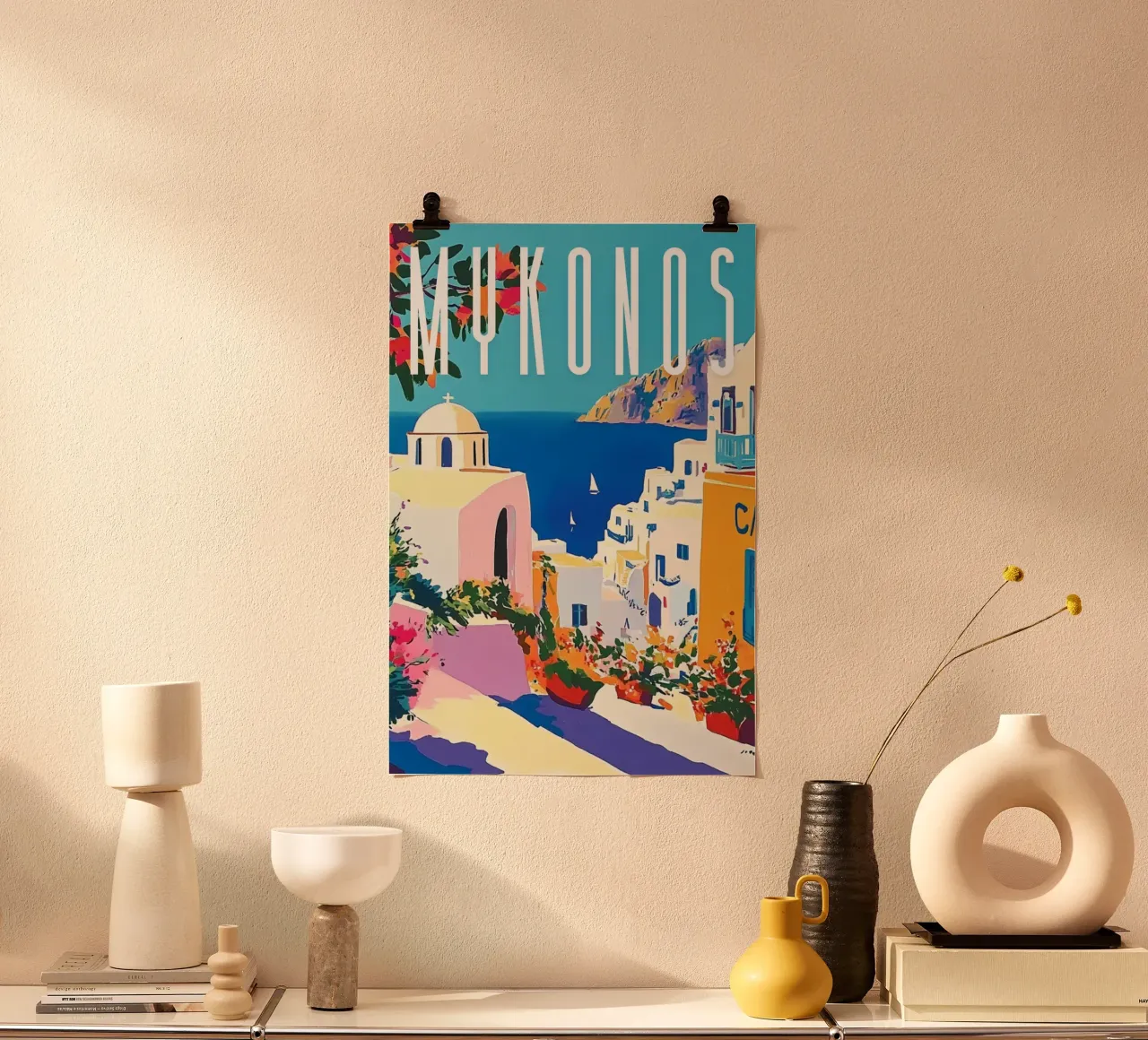 Mykonos poster con telaio in legno da NORDLICHT DESIGNS