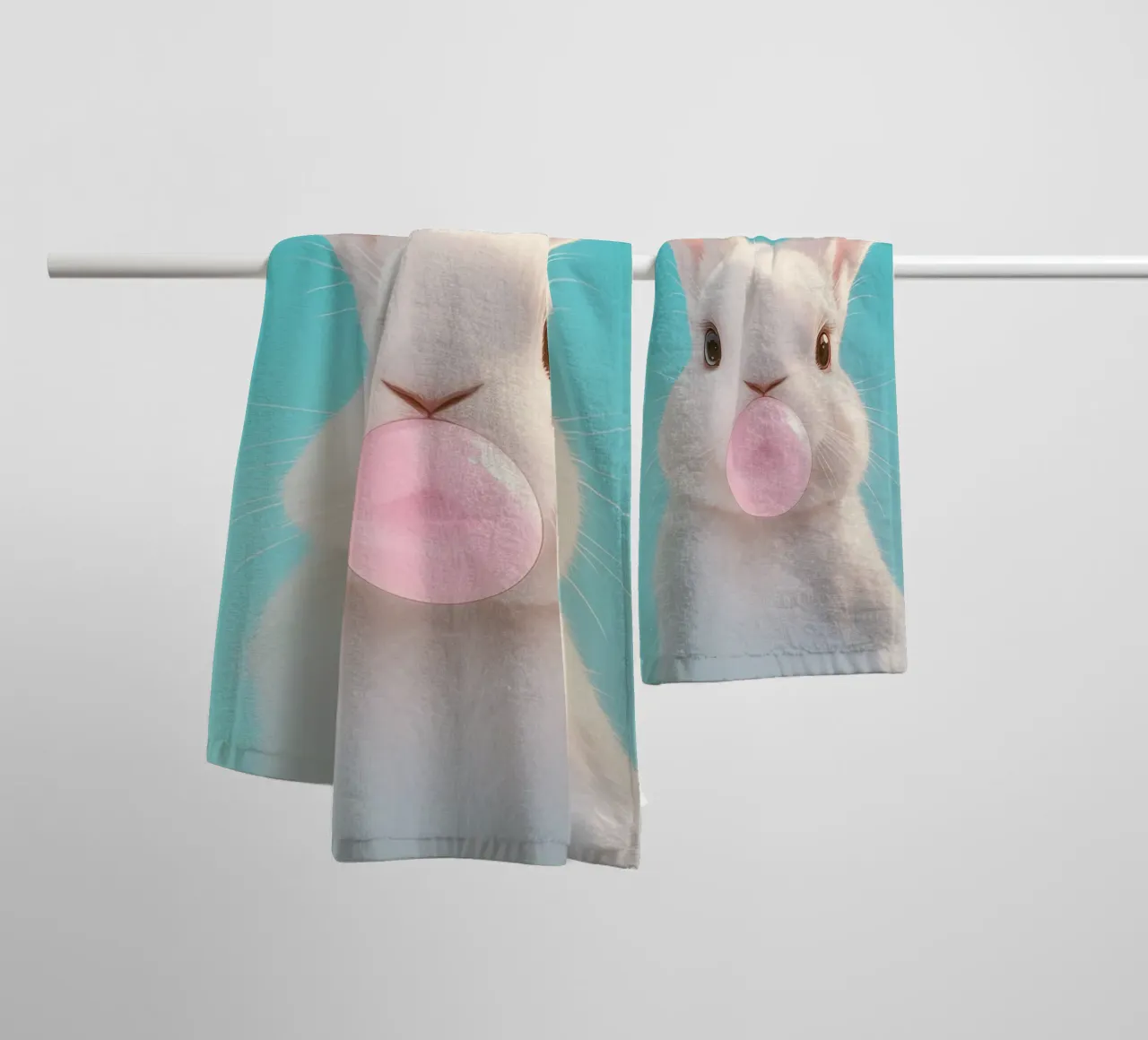 Paul Bubblegum Hase towel by Carinaprint