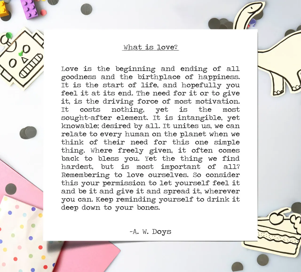 Was ist Liebe? Liebe Gedicht Zitat von A W Doys Stickerbogen von Summer Soul Co. - Quotes