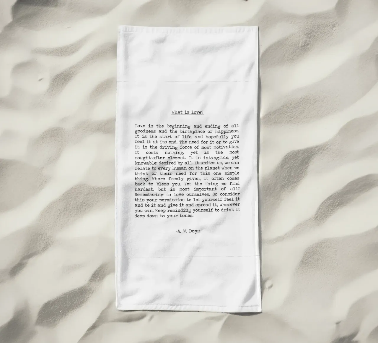 Was ist Liebe? Liebe Gedicht Zitat von A W Doys Strandtuch von Summer Soul Co. - Quotes