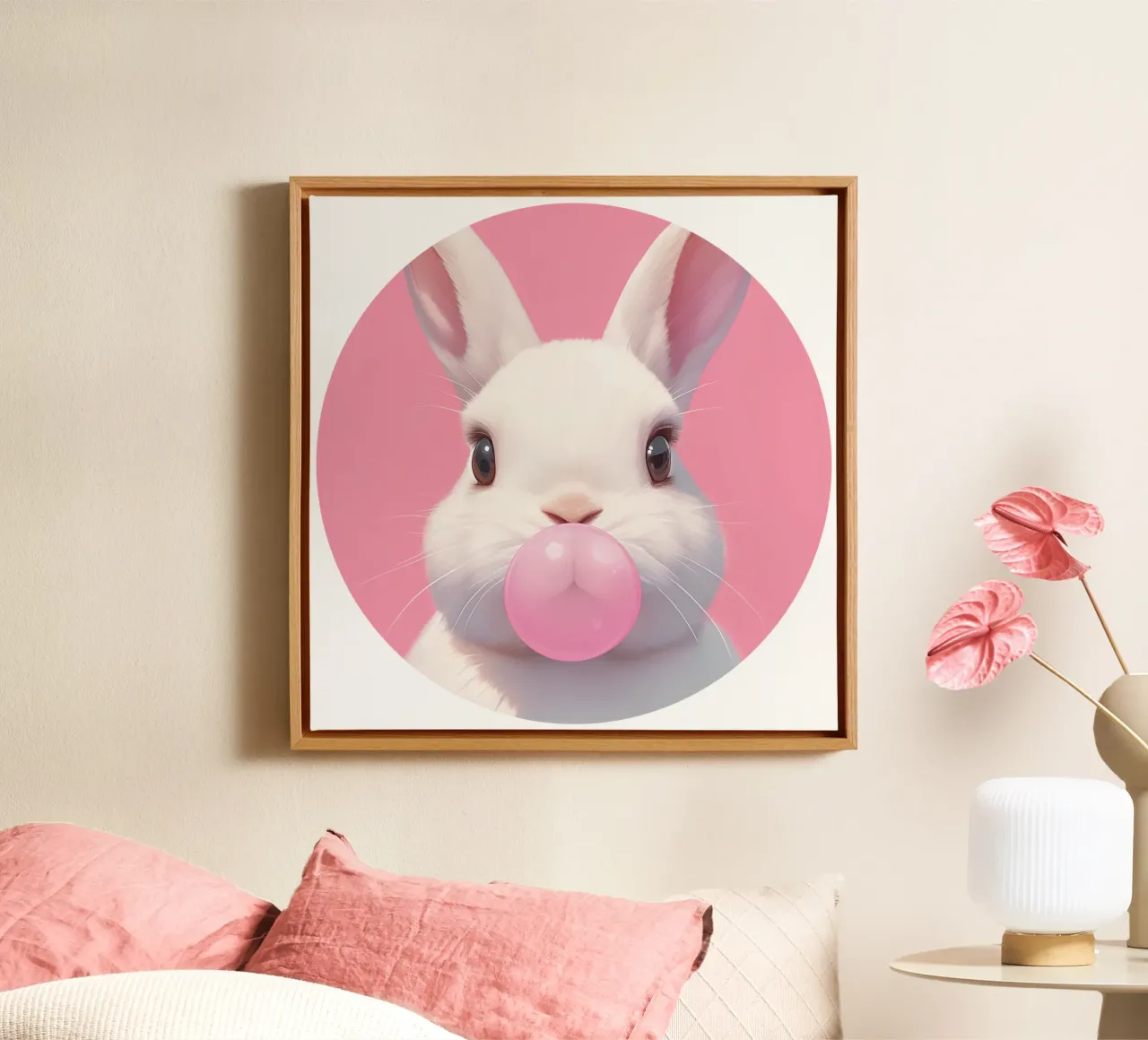 Ella Bubblegum Hase Print canvas met Baklijst van Carinaprint