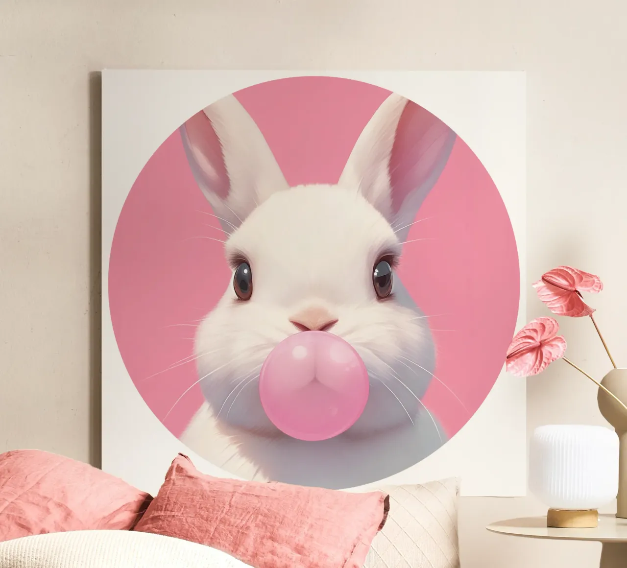 Ella Bubblegum Hase Print canvas met Baklijst van Carinaprint