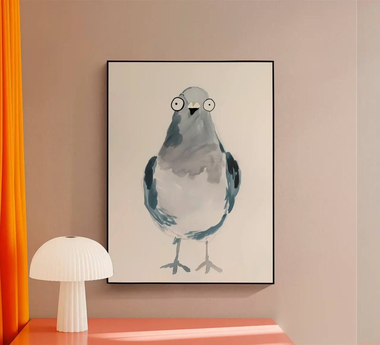 Funny watercolour pigeon acrylic glass by Carinaprint