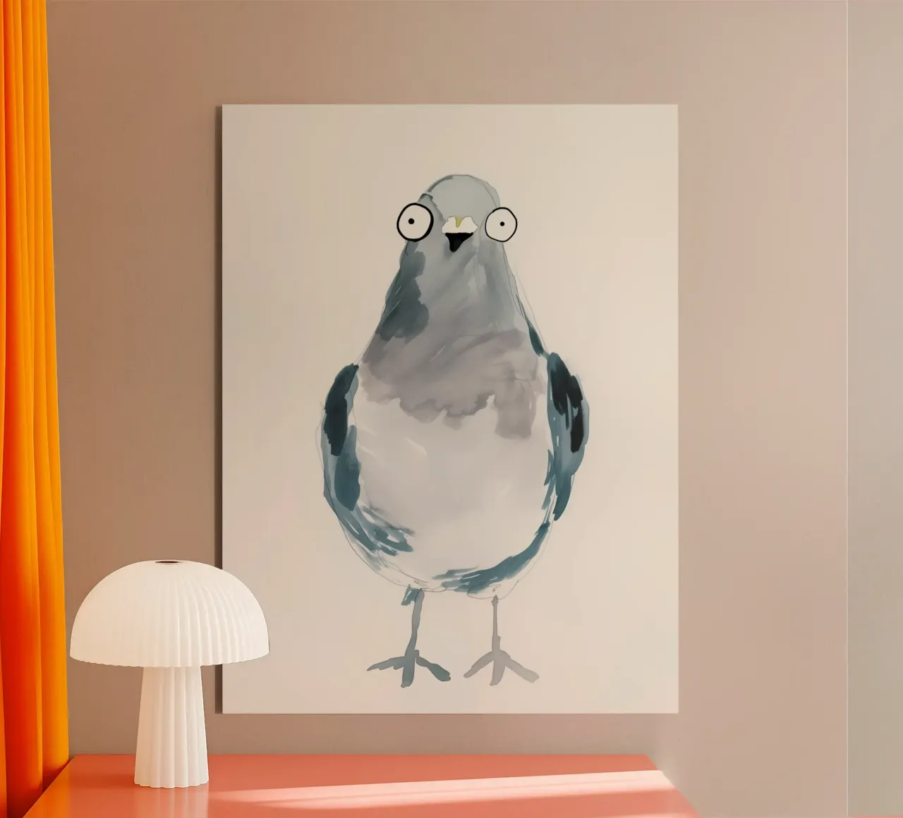 Funny watercolour pigeon alu-dibond by Carinaprint