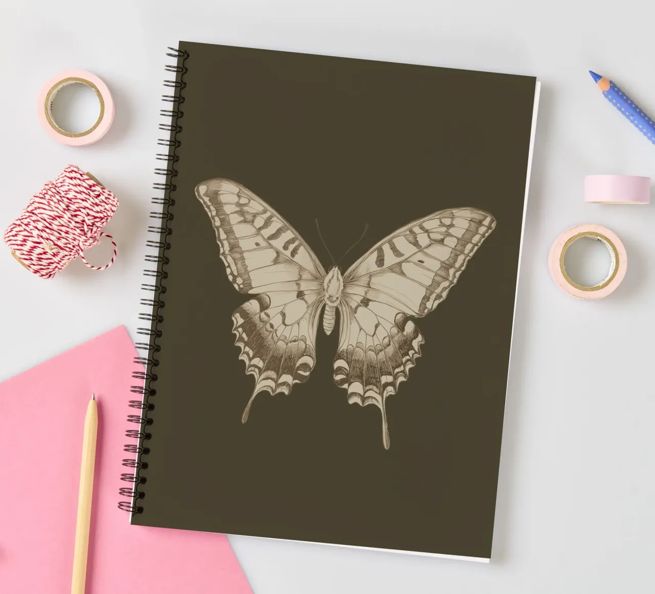 Vintage Butterfly Illustration spiral notebook by Melloi Art Print