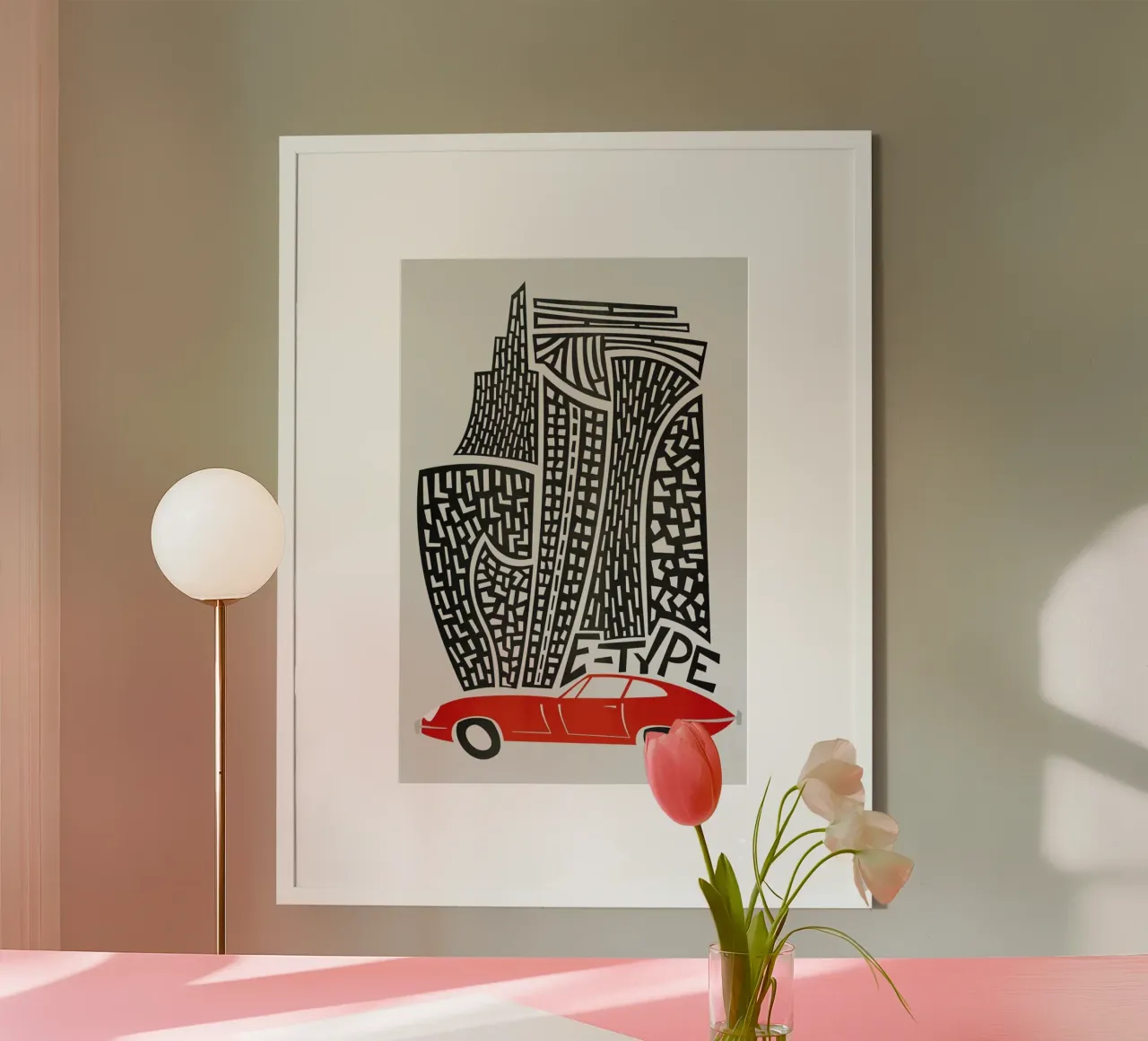 E Type poster con telaio in plastica da Fox & Velvet