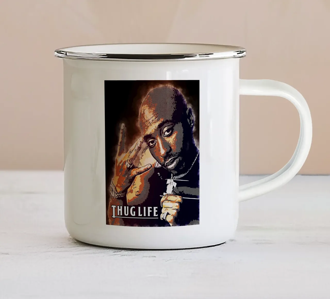 Arte di 2Pac Vita da teppista tazza in smalto da neonartroom