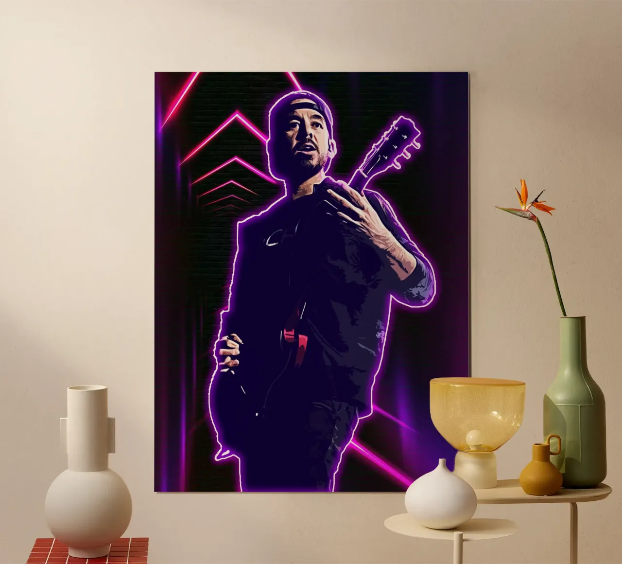 Arte al neon di Mike Shinoda poster con telaio in legno da neonartroom