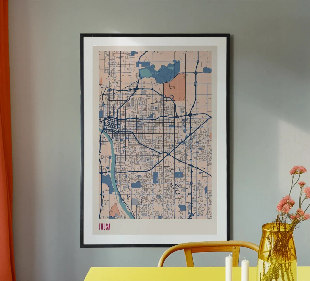 Il cuore dell'Oklahoma: Tulsa poster con telaio in alluminio da MOOODZART