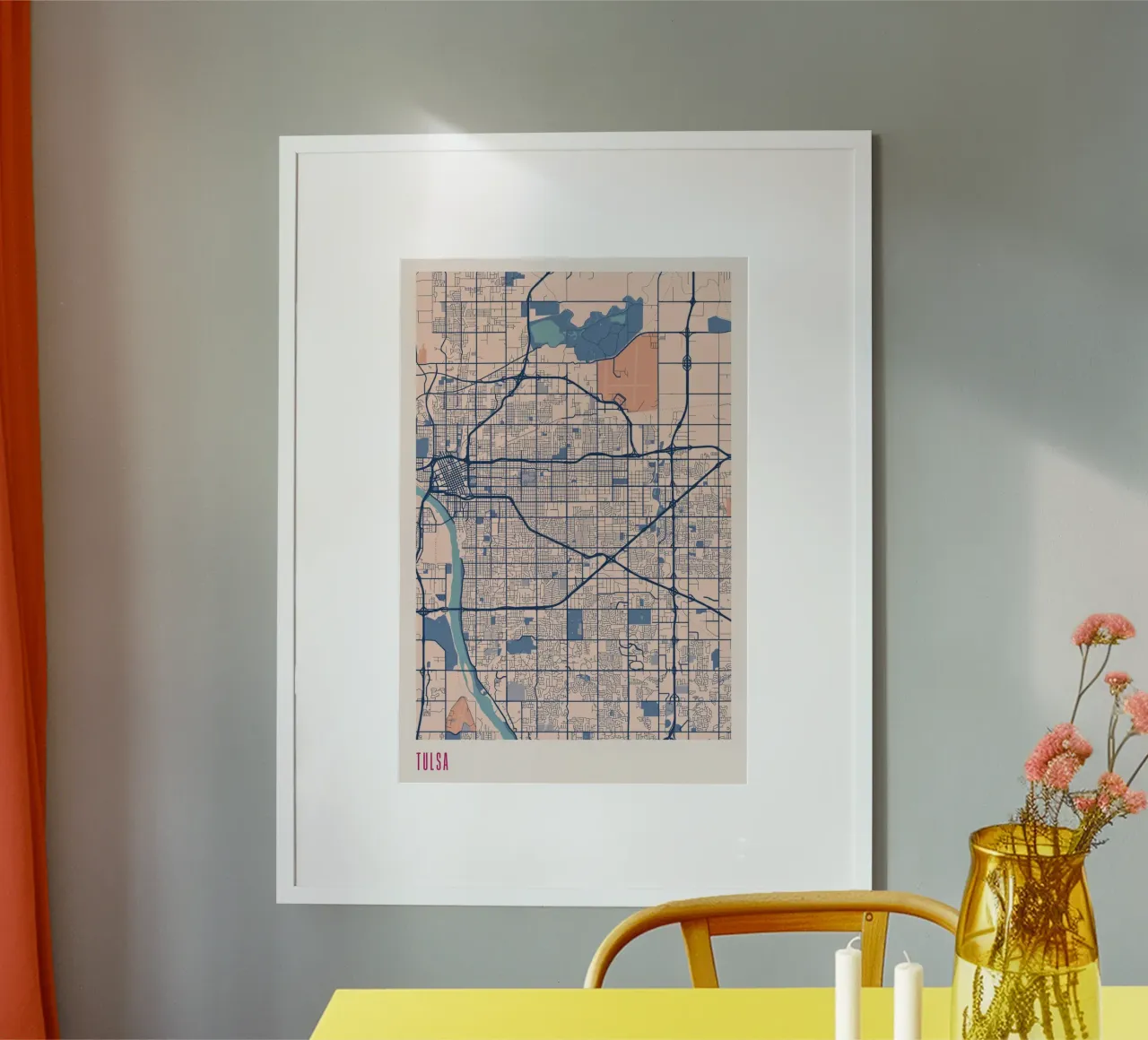 Il cuore dell'Oklahoma: Tulsa poster con telaio in alluminio da MOOODZART