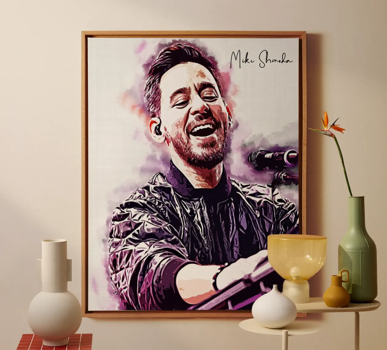Story of Mike Shinoda canvas with Floater frame by neonartroom