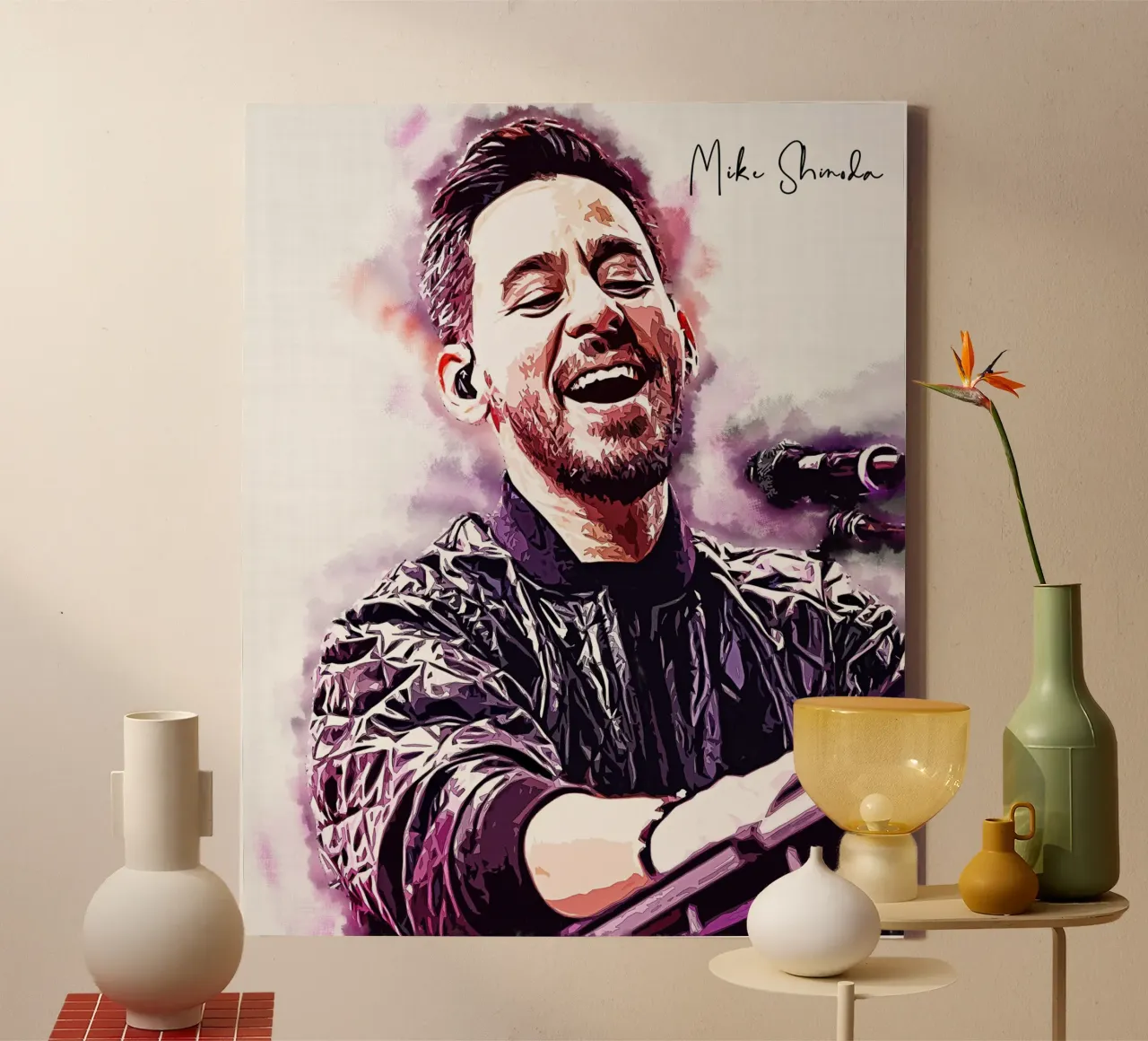 Story of Mike Shinoda canvas with Floater frame by neonartroom