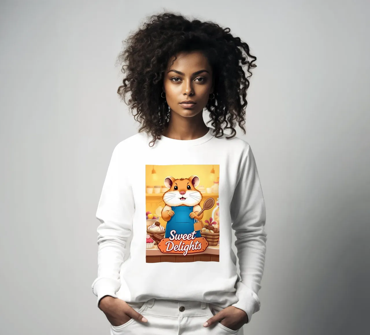 Un allegro criceto in grembiule prepara gioiosamente un dolce felpa da DesignDoodle
