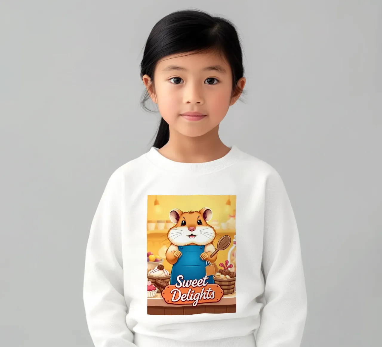 Un allegro criceto in grembiule prepara gioiosamente un dolce felpa bambino da DesignDoodle