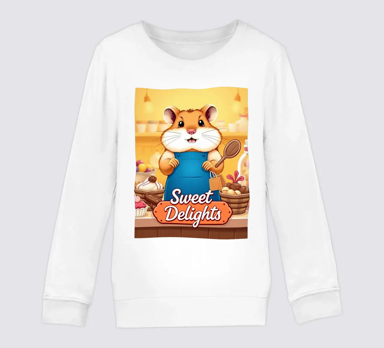 Un allegro criceto in grembiule prepara gioiosamente un dolce felpa bambino da DesignDoodle