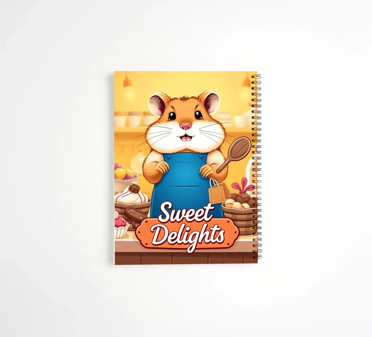 Un allegro criceto in grembiule prepara gioiosamente un dolce diario ad anelli da DesignDoodle