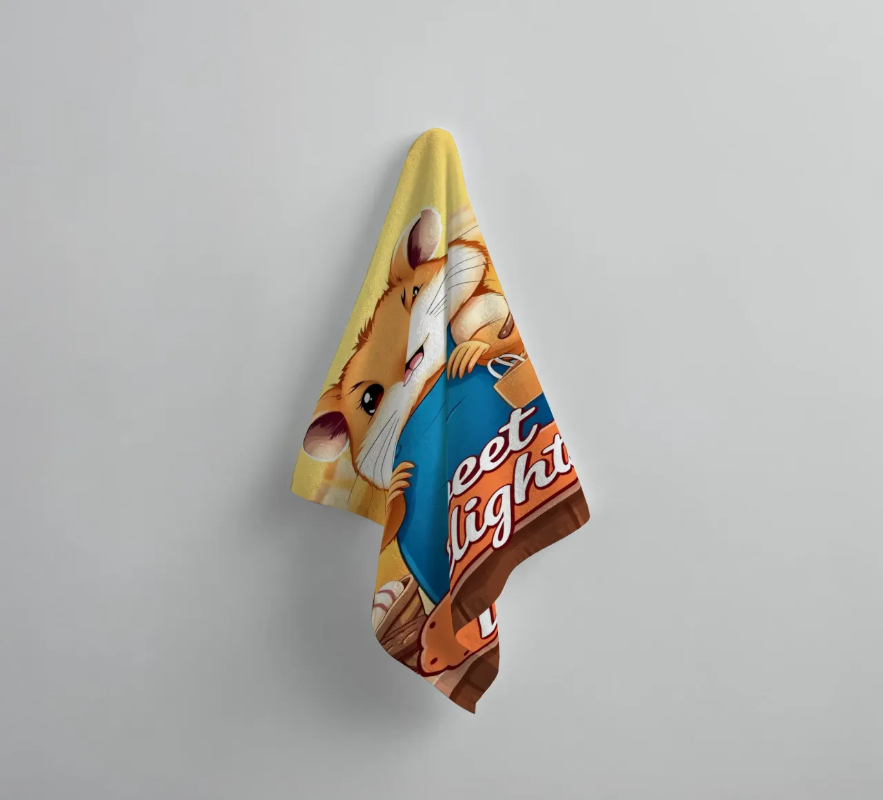 Un allegro criceto in grembiule prepara gioiosamente un dolce asciugamano da bagno da DesignDoodle