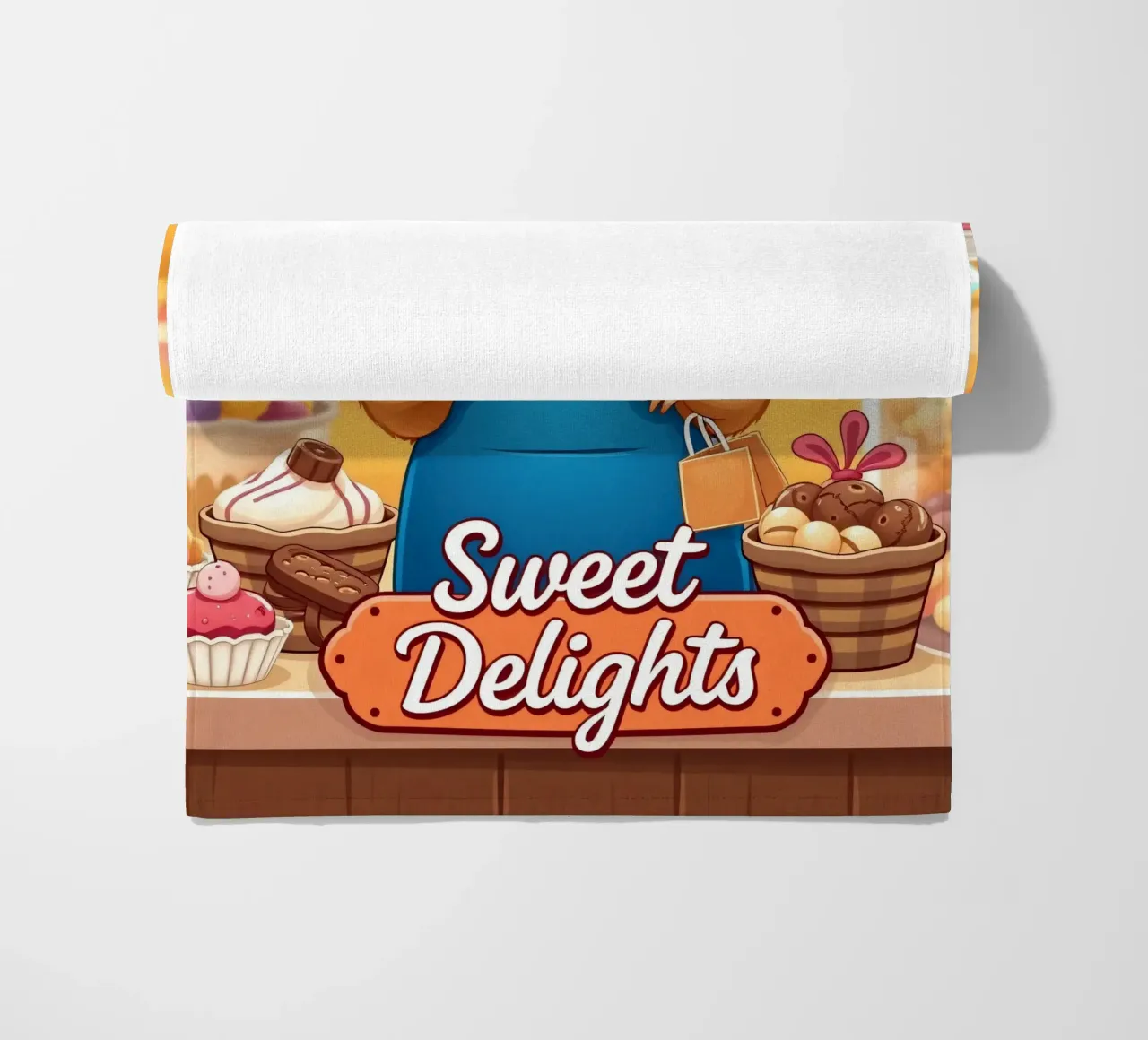 Un allegro criceto in grembiule prepara gioiosamente un dolce telo mare da DesignDoodle