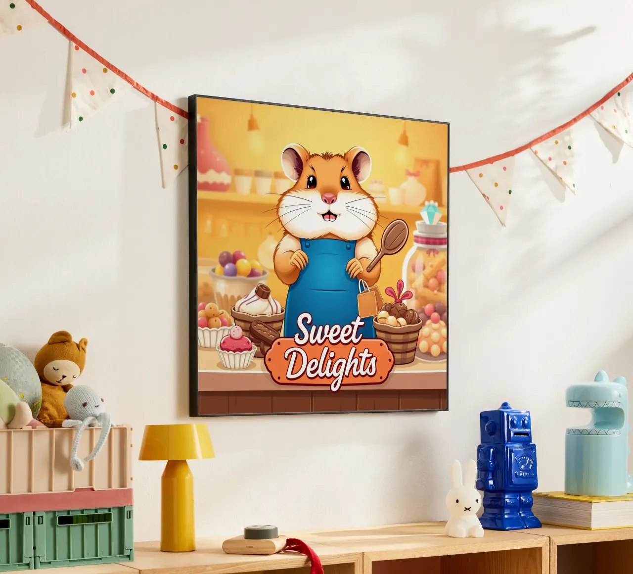 Un allegro criceto in grembiule prepara gioiosamente un dolce alluminio dibond da DesignDoodle