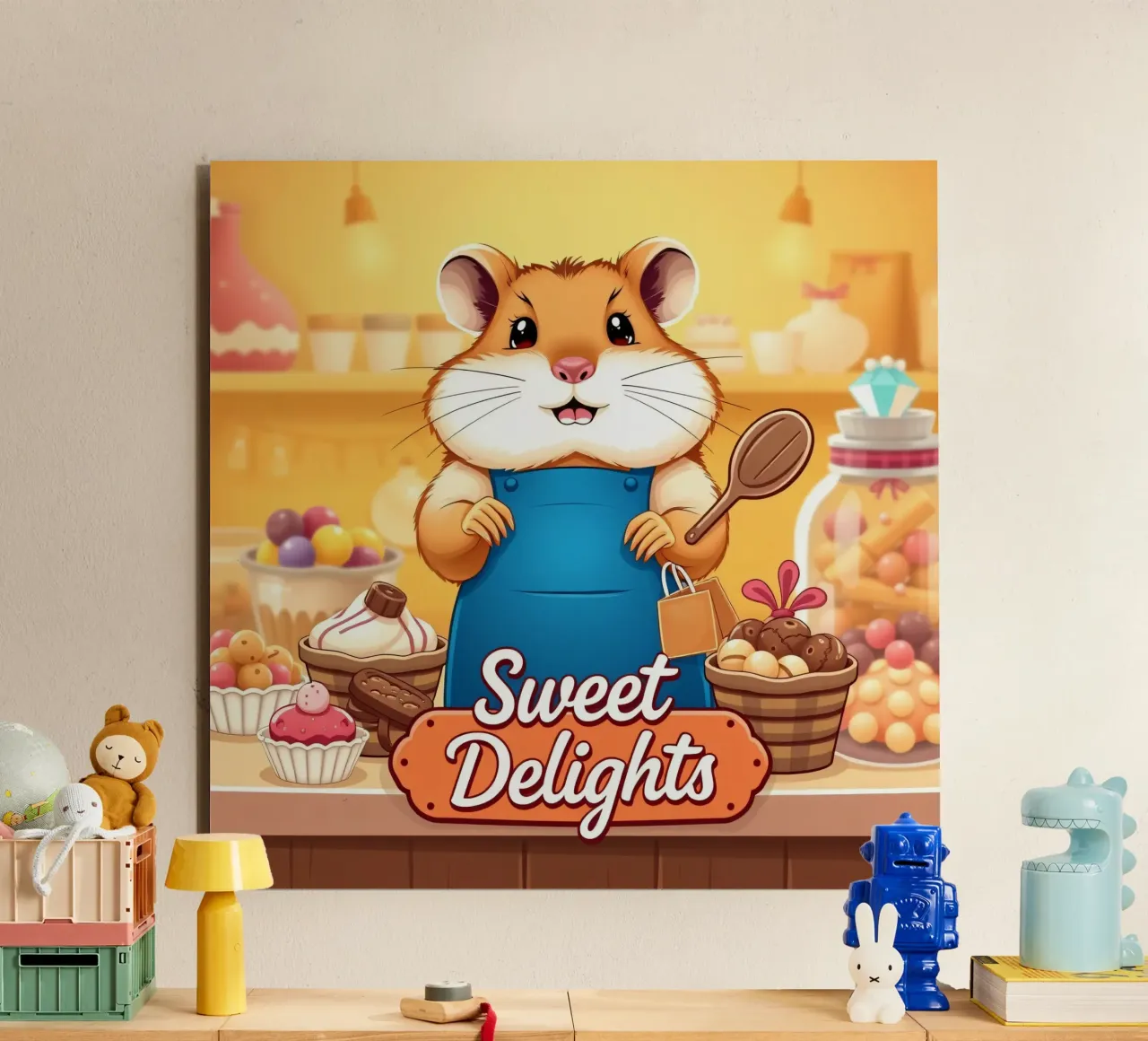 Un allegro criceto in grembiule prepara gioiosamente un dolce alluminio dibond da DesignDoodle