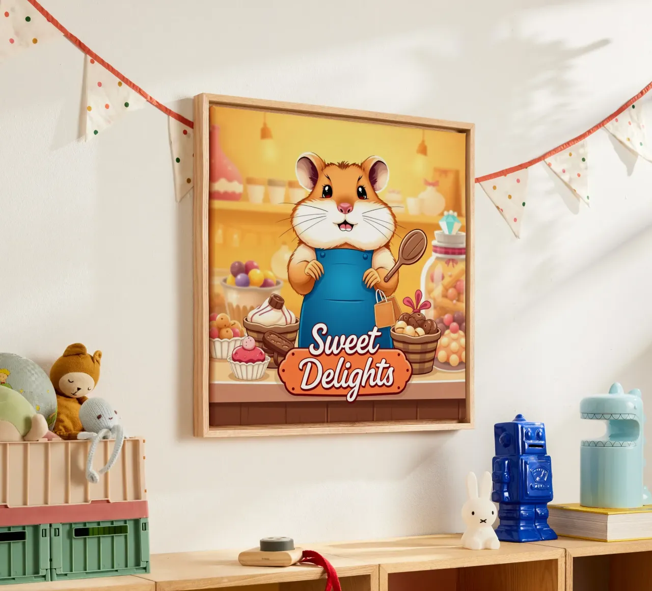 Un allegro criceto in grembiule prepara gioiosamente un dolce tela da DesignDoodle