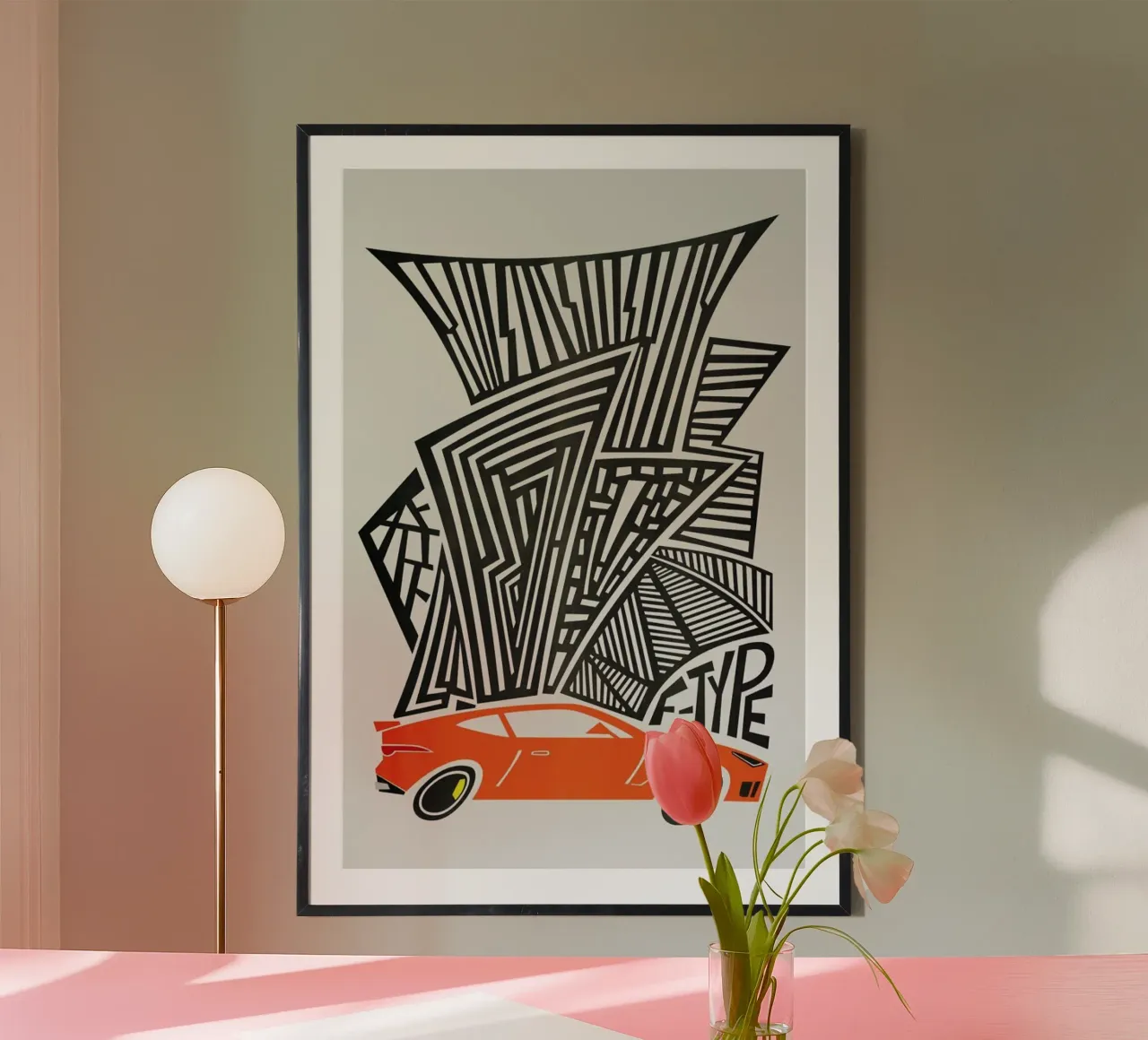 F Type poster con telaio in alluminio da Fox & Velvet