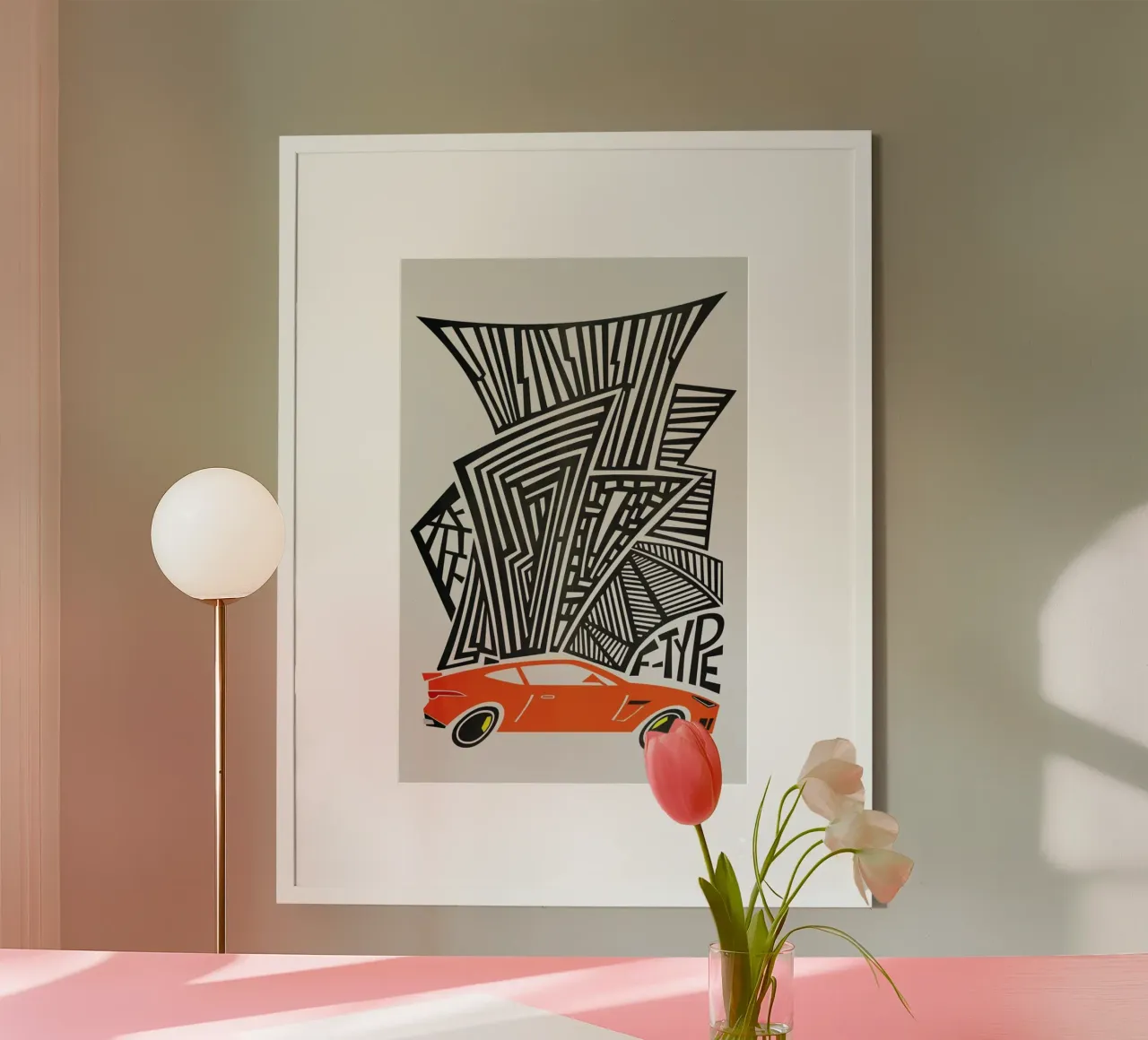 F Type poster con telaio in alluminio da Fox & Velvet