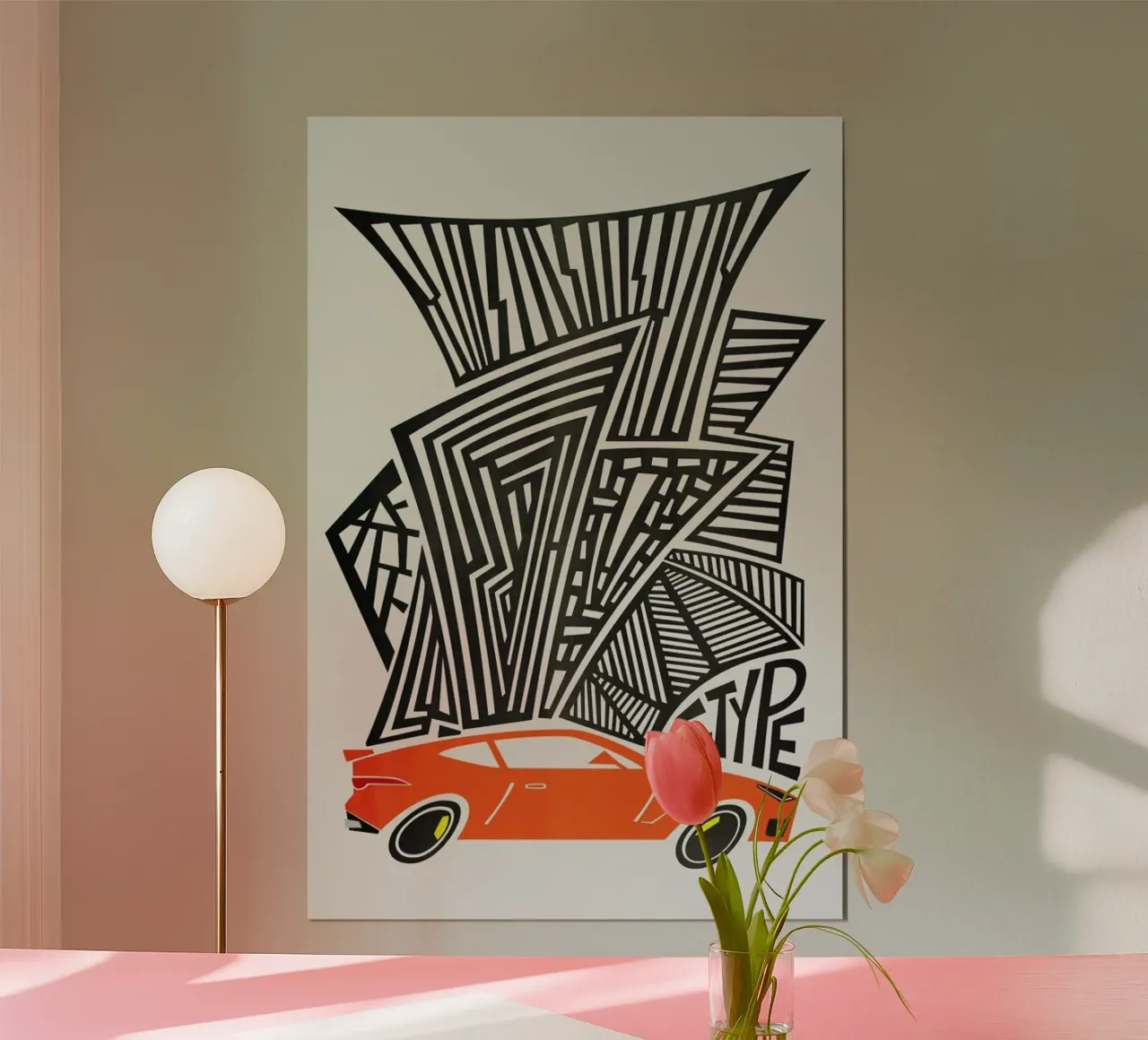 F Type poster con telaio in alluminio da Fox & Velvet