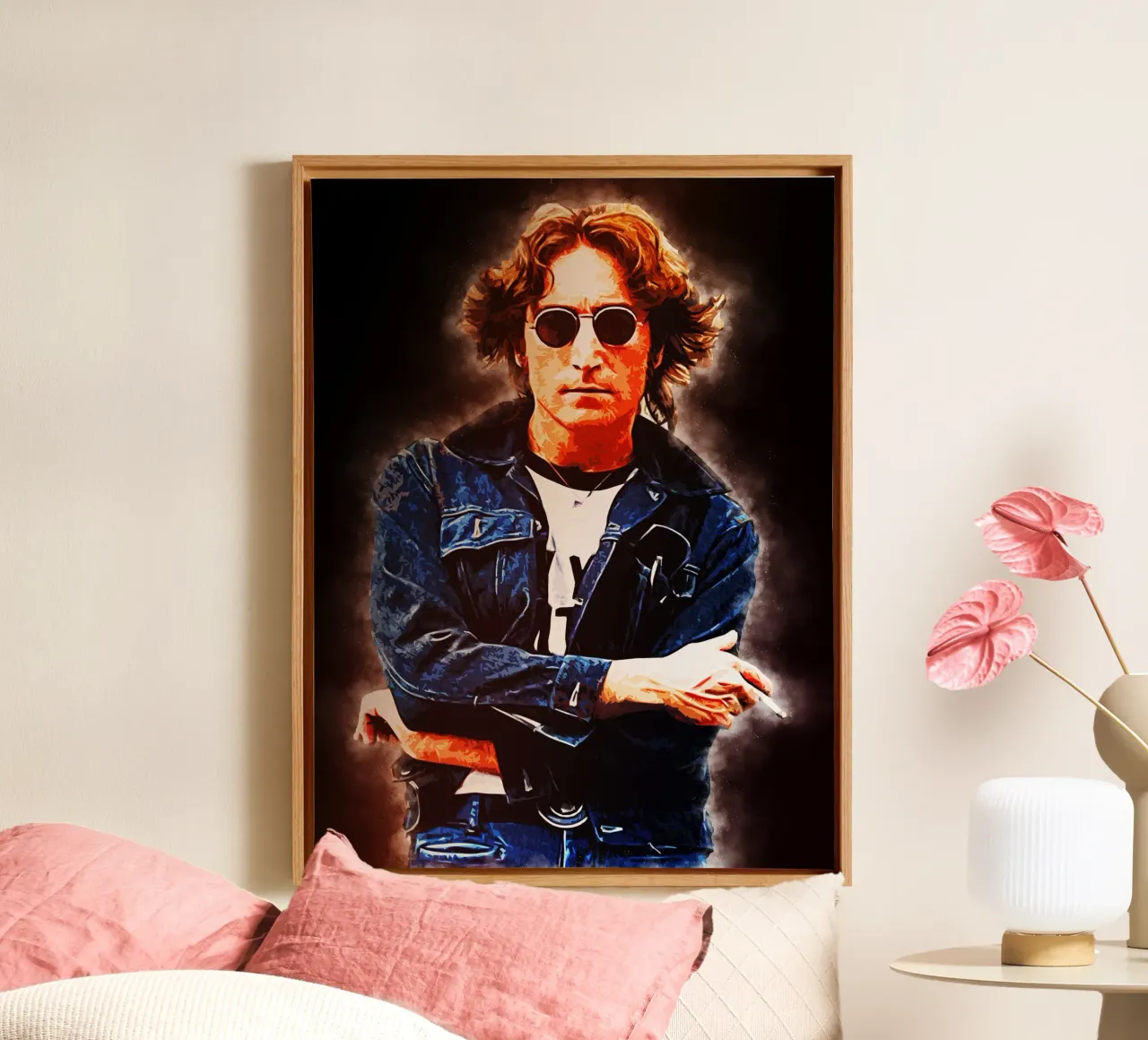 Style of John Lennon canvas with Floater frame by neonartroom