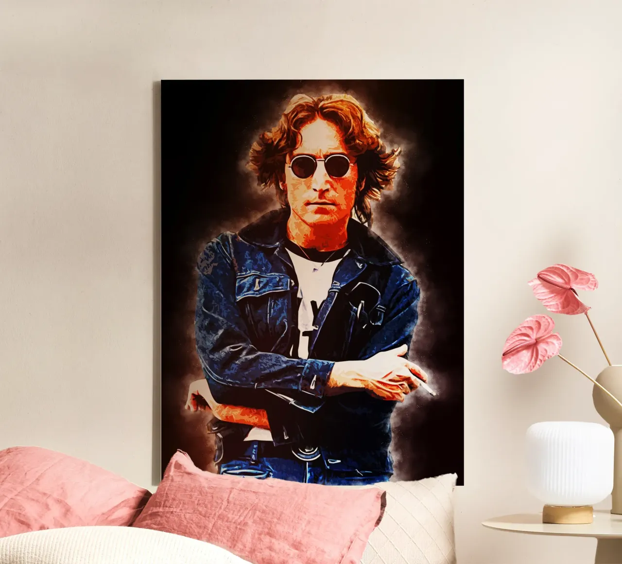 Style of John Lennon canvas with Floater frame by neonartroom