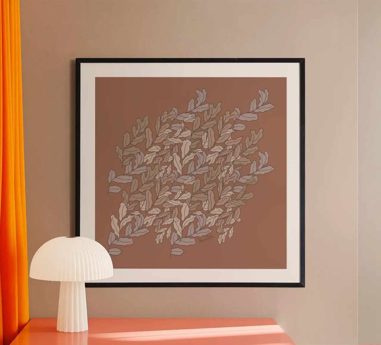 Sea of leaves poster with plastic frame by Mandalla Pattern