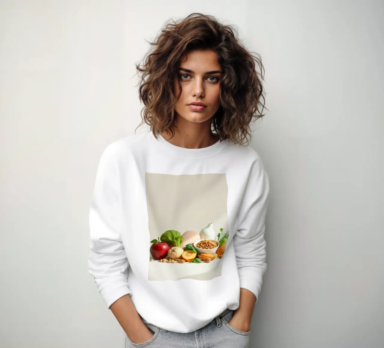 Una vivace composizione di frutta, verdura e noci fresche felpa da DesignDoodle