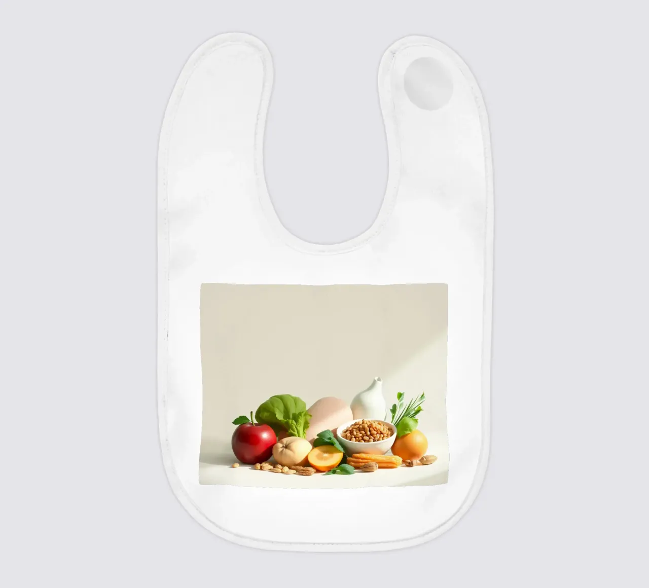 Una vivace composizione di frutta, verdura e noci fresche bavaglino da DesignDoodle