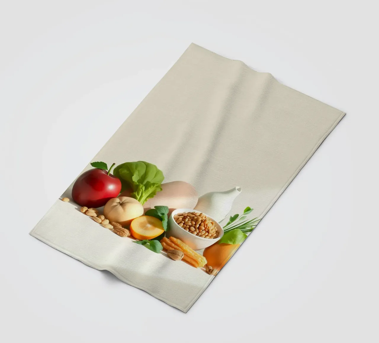 Una vivace composizione di frutta, verdura e noci fresche coperta in pile da DesignDoodle