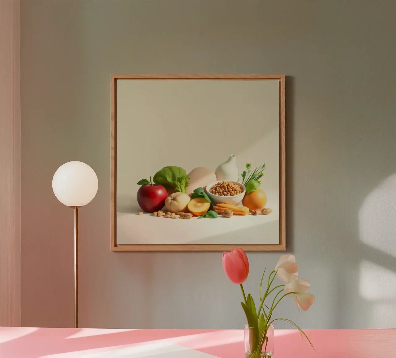 Una vivace composizione di frutta, verdura e noci fresche alluminio dibond da DesignDoodle