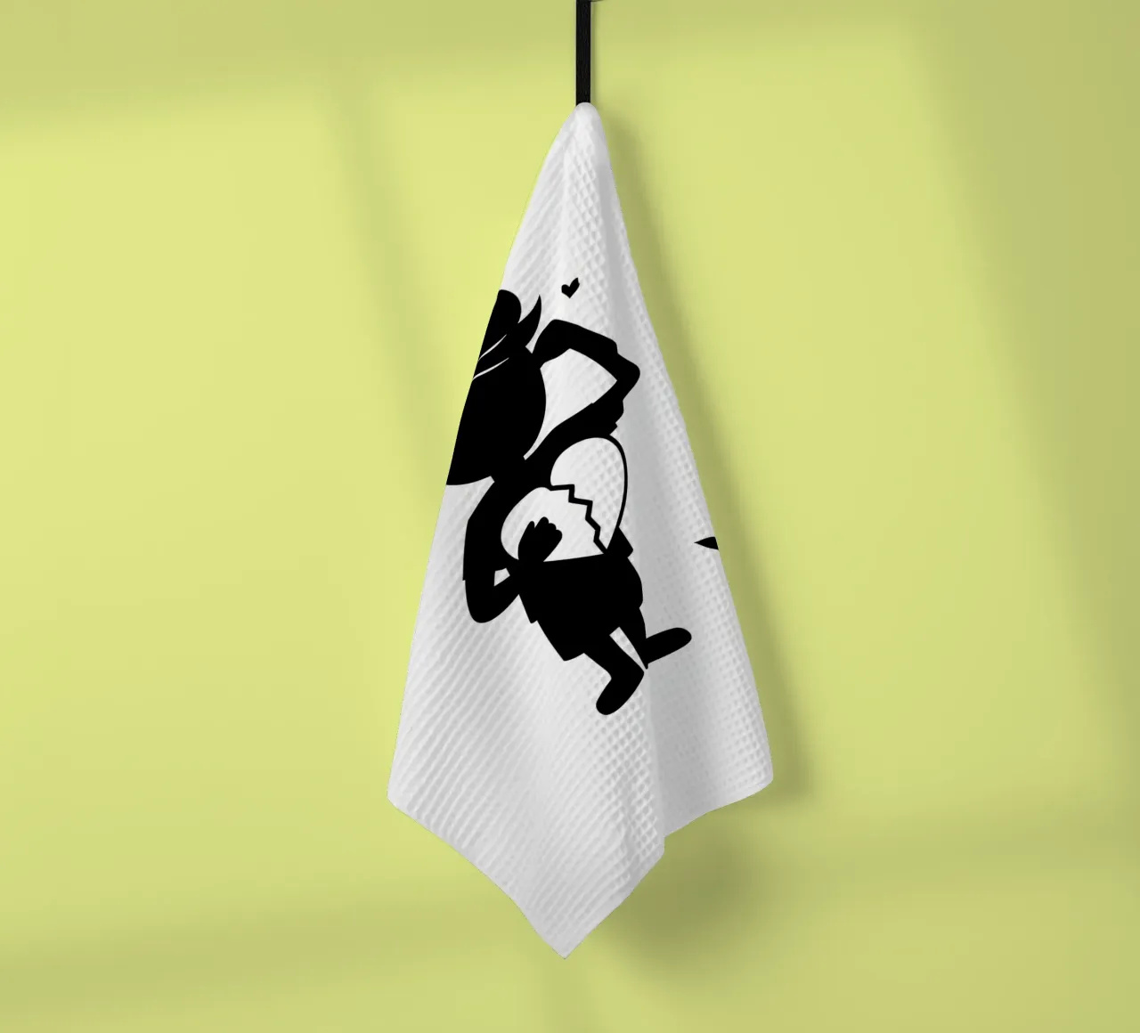 Silhouette d'un garçon tenant un symbole de cœur brisé torchon de DesignDoodle