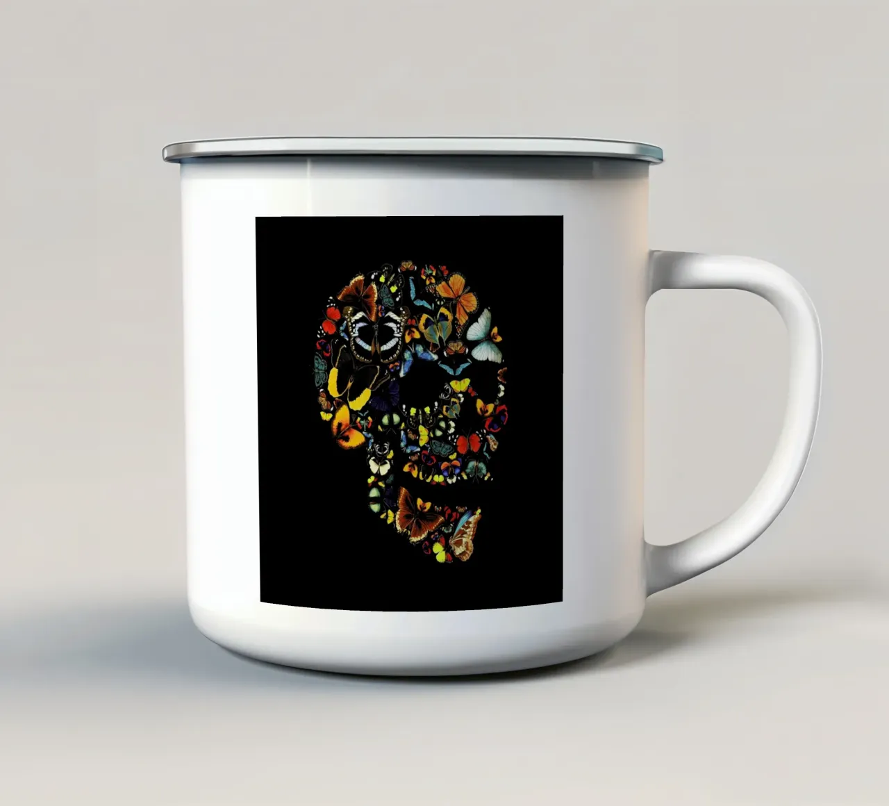 Butterfly Skull Vintage tazza in smalto da Tobe Fonseca