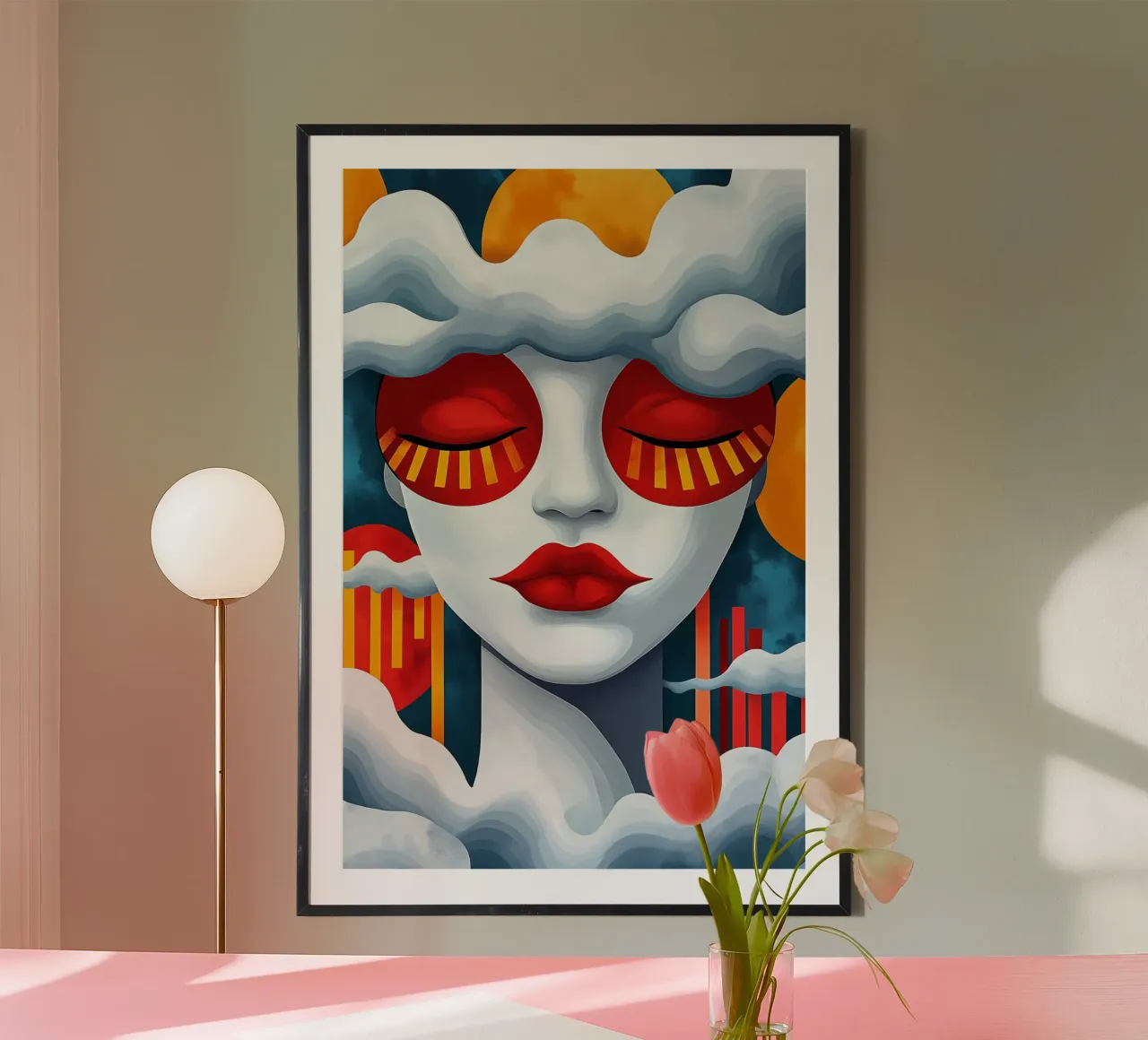 Sogni dietro le nuvole poster con telaio in legno da melipo-art