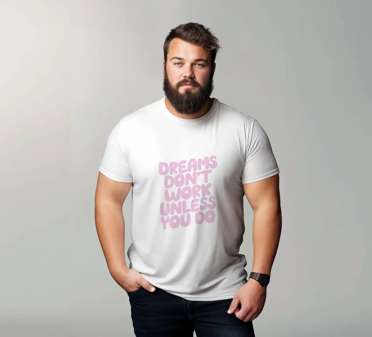 I sogni non funzionano se non si fa tipografia rosa e blu t-shirt da THE MOTIVATED TYPE