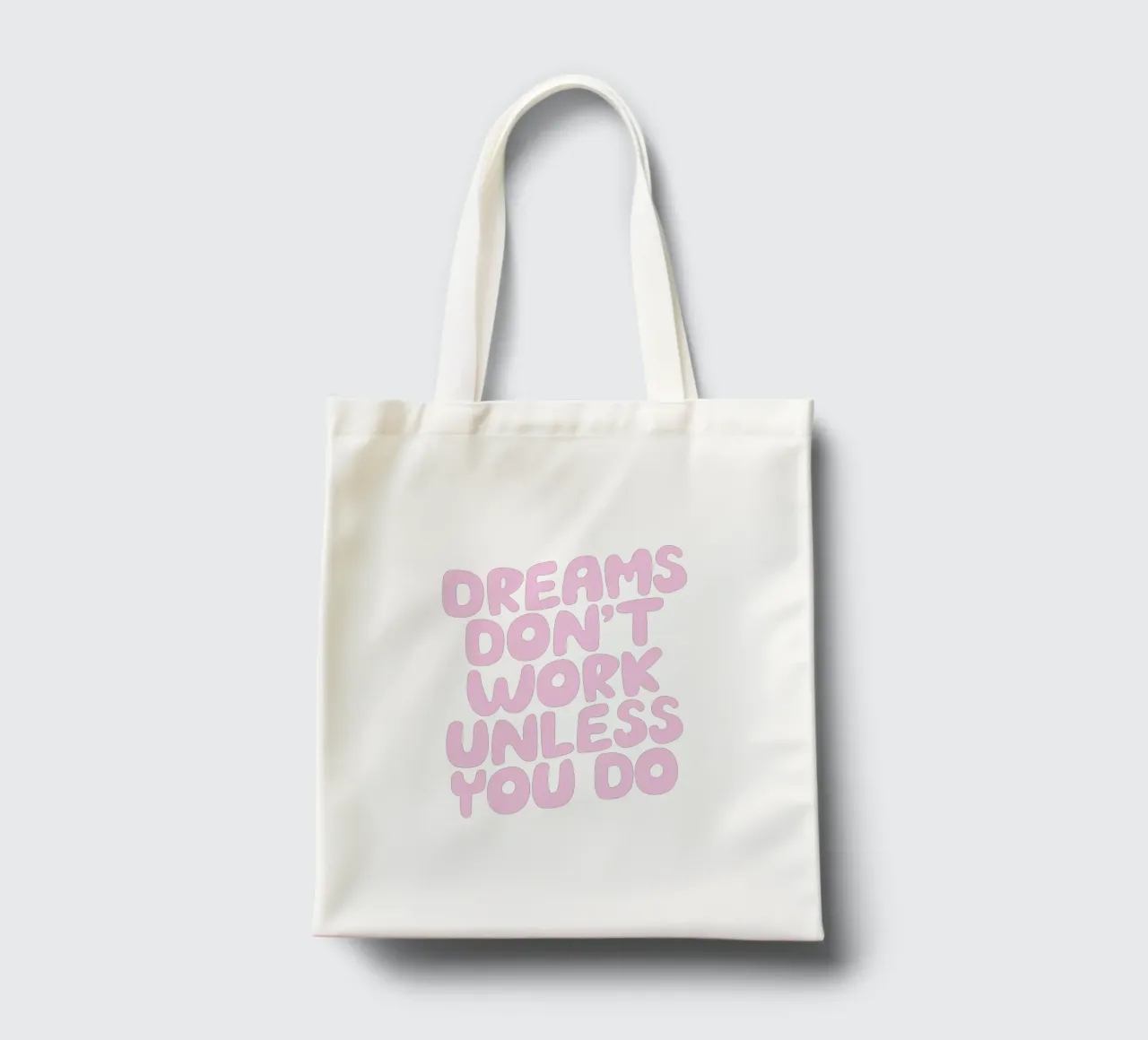I sogni non funzionano se non si fa tipografia rosa e blu borsa in juta da THE MOTIVATED TYPE
