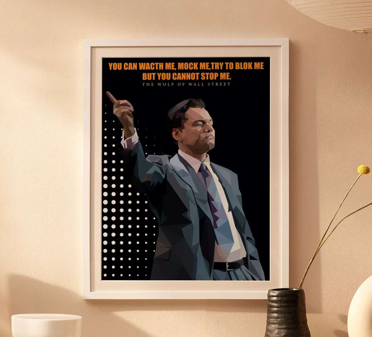 Cita il lupo poster con telaio in plastica da Low poly art