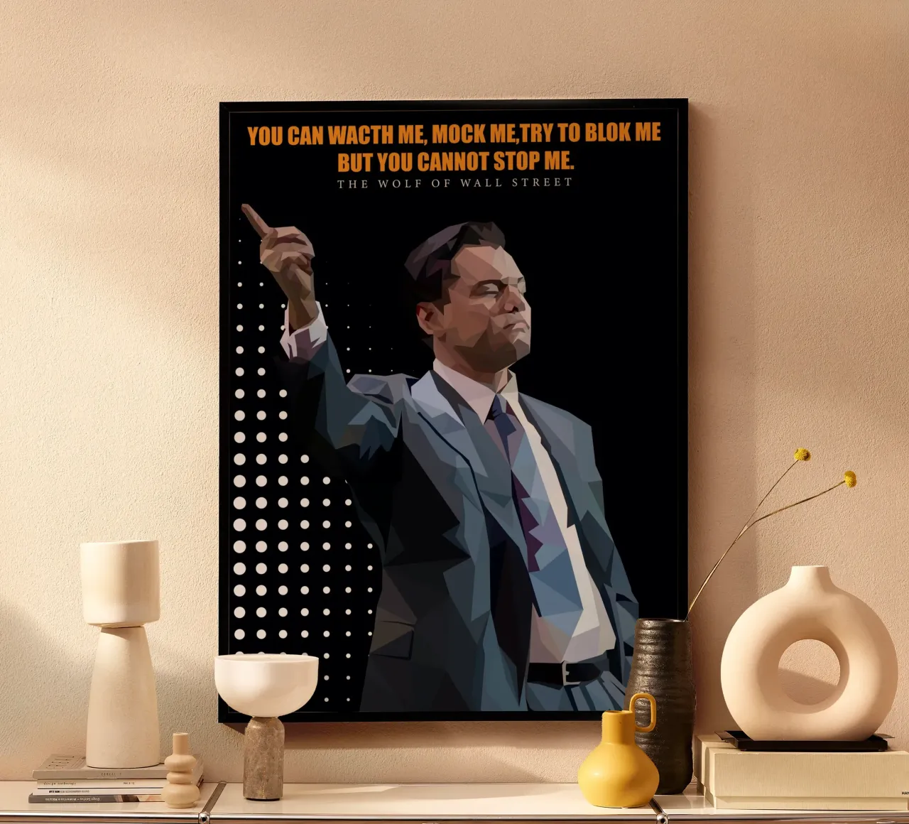 Cita il lupo poster con telaio in plastica da Low poly art